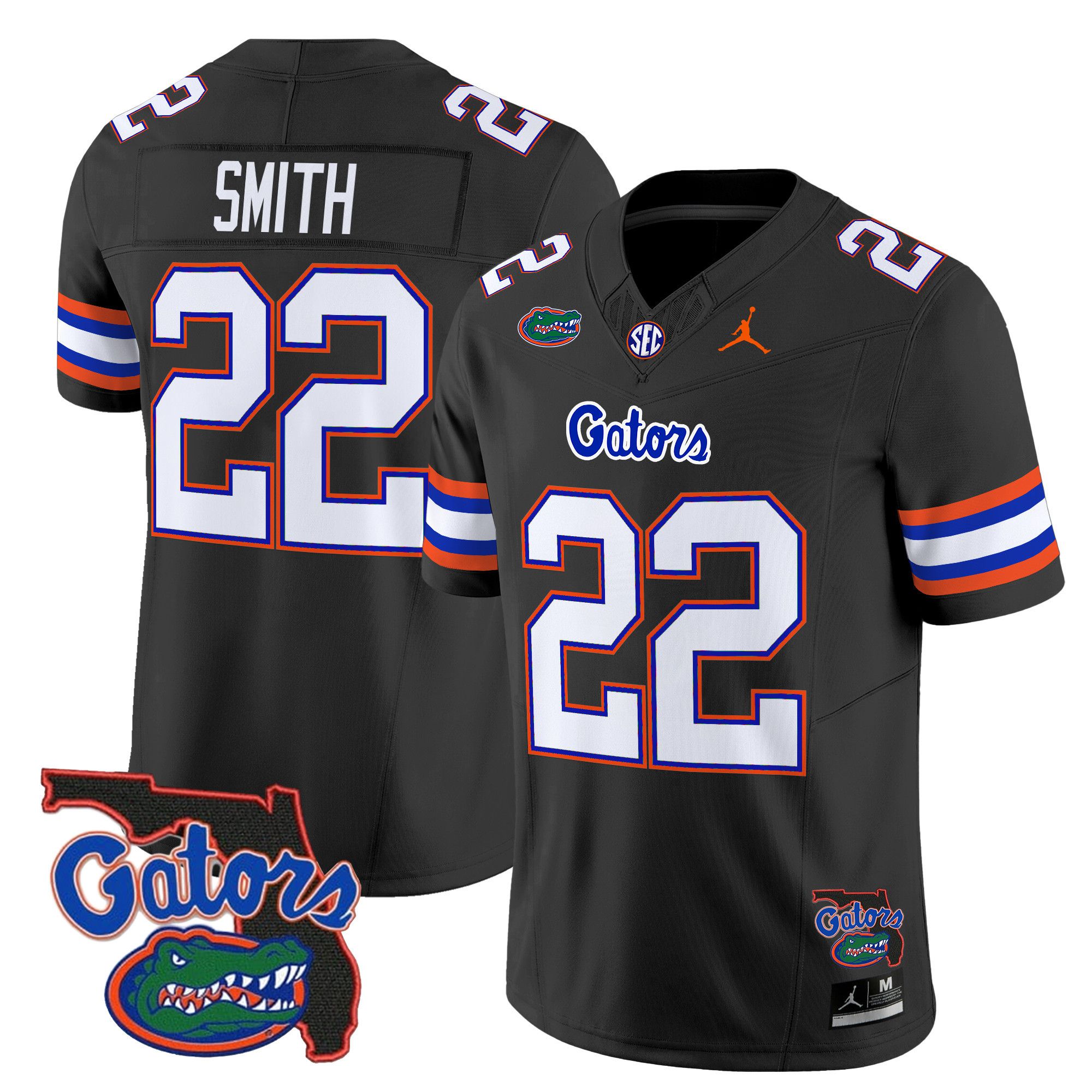 Men Florida Gators #22 Smith Black 2024 Florida Patch Vapor Limited NCAA Jersey style 1